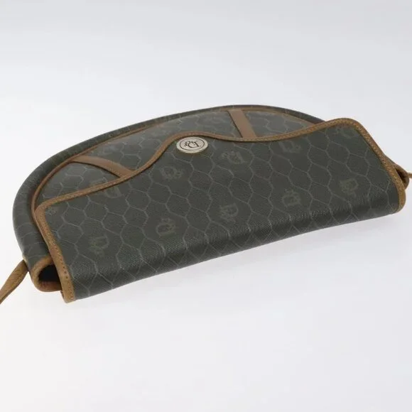 Christian Dior Honeycomb Canvas Shoulder Bag PVC Green Gold Auth 125741 - Picture 7 of 15